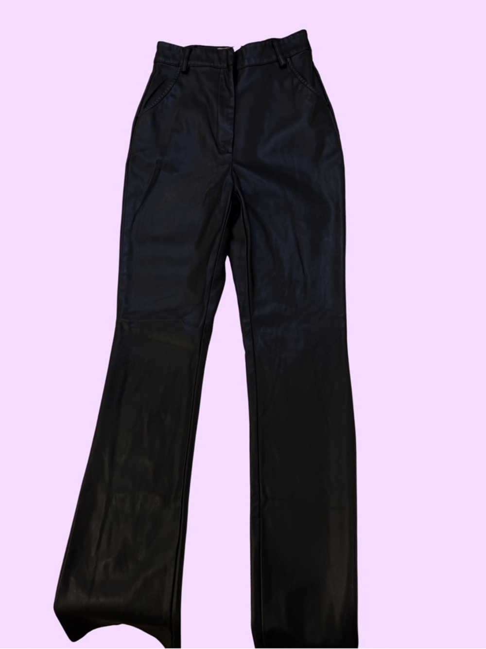Meshki Black Faux Leather Flare Trousers